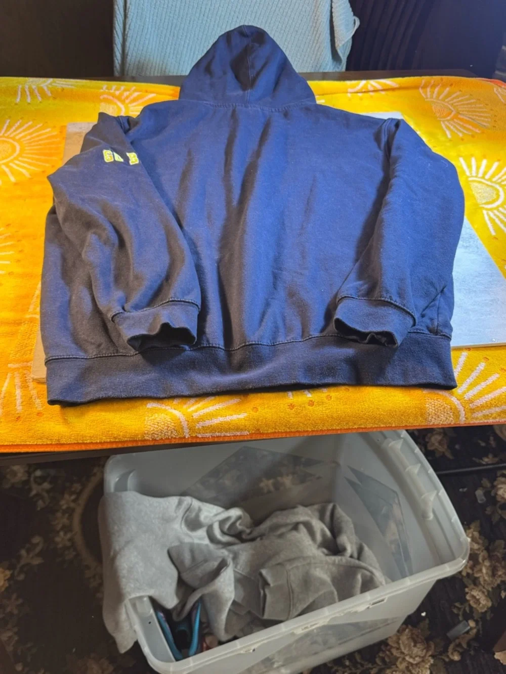 Stadium Athletics Navy Hoodie with Yellow 'M' Logo - Picture 5 of 5